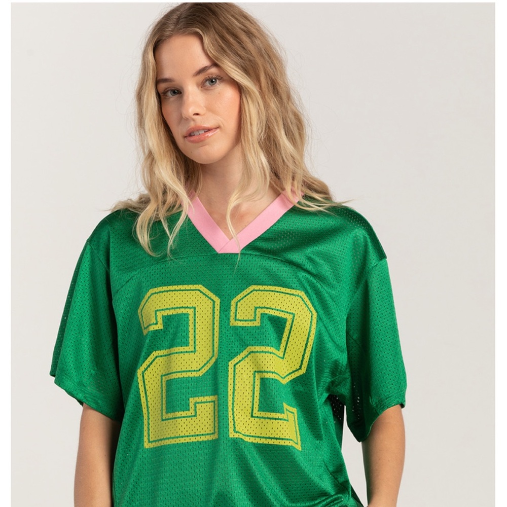 Tilly's Pink Green Oversized Jersey